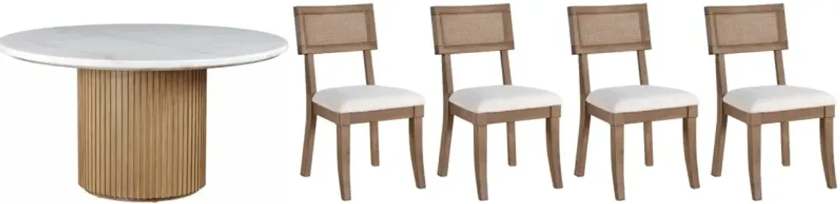 Steve Silver Co. Colvin 5-Piece Toffee/White Round Dining Table Set