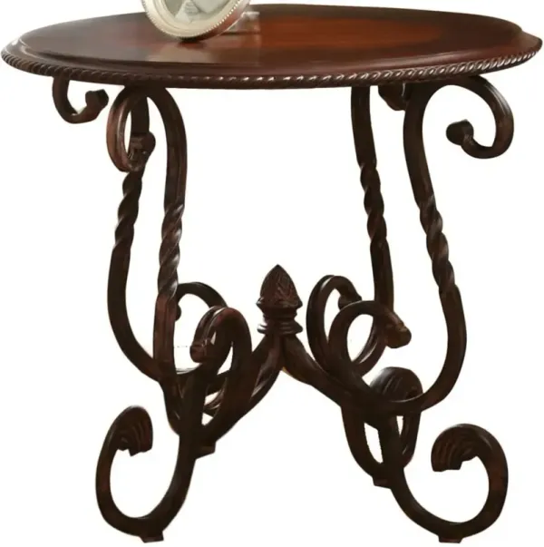 Steve Silver Co. Crowley Dark Cherry End Table with Metal Base