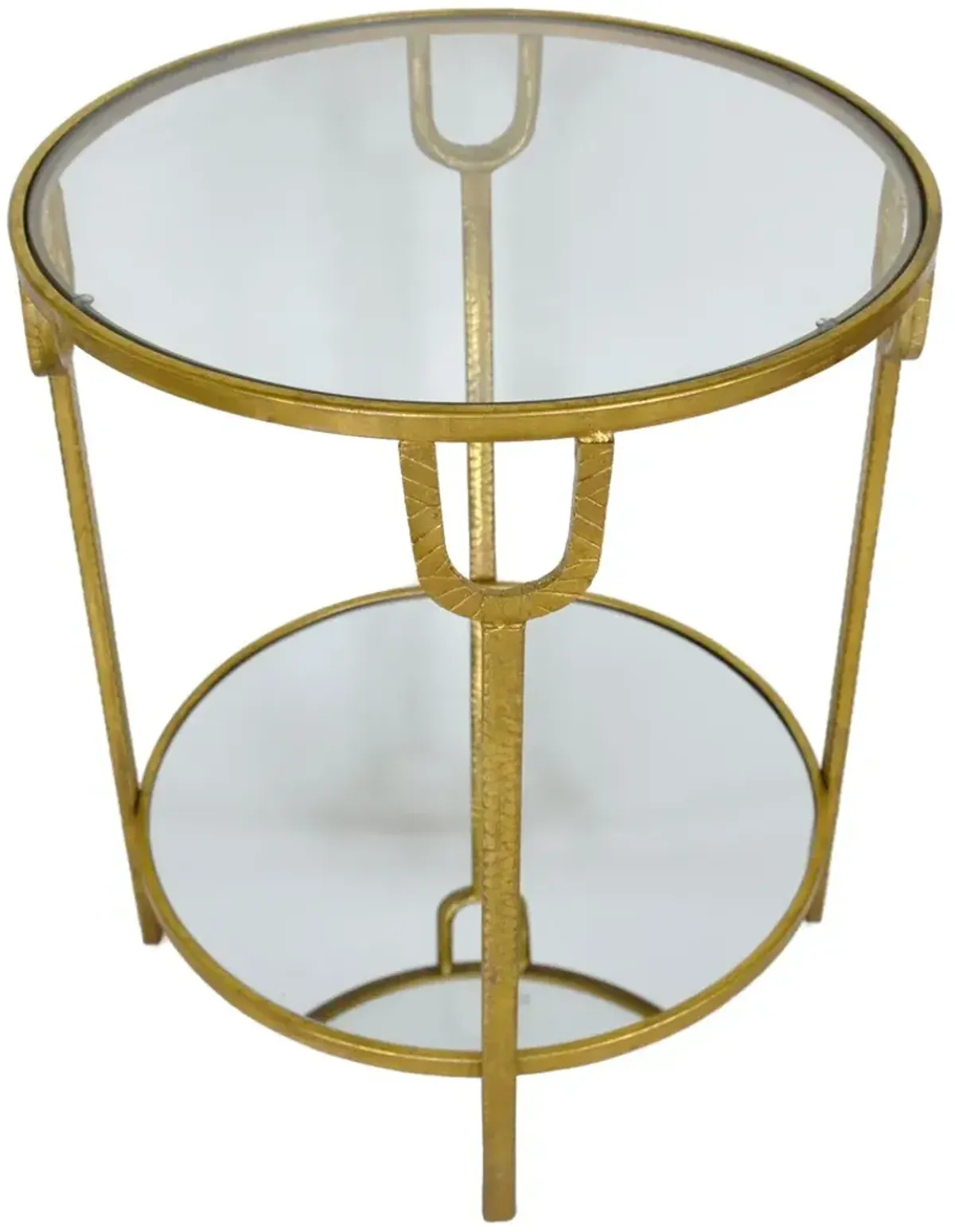 Zeugma Imports Glass Top Round End Table with Gold Base