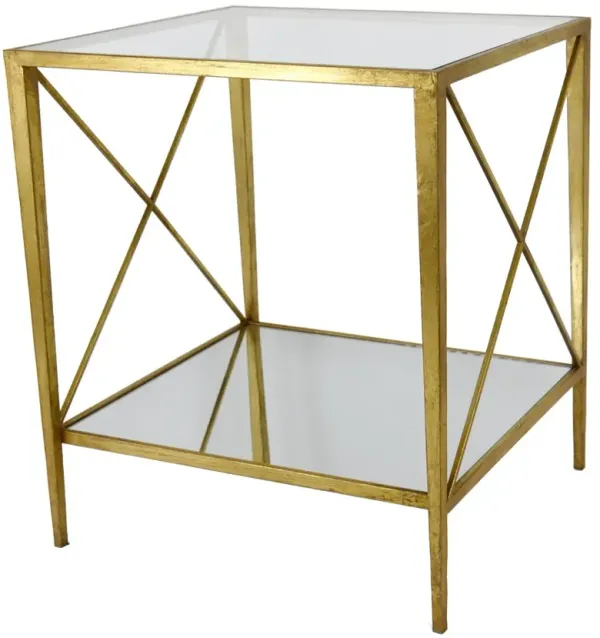 Zeugma Imports Glass Top End Table with Gold Base