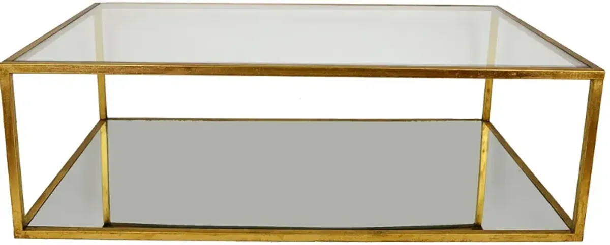 Zeugma Imports Glass Top Coffee Table with Gold Base