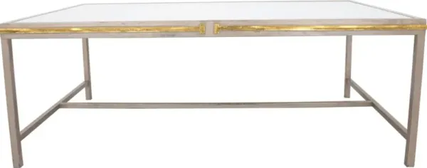 Zeugma Imports White Quartz Top Coffee Table with Champagne Gold Leaf Base