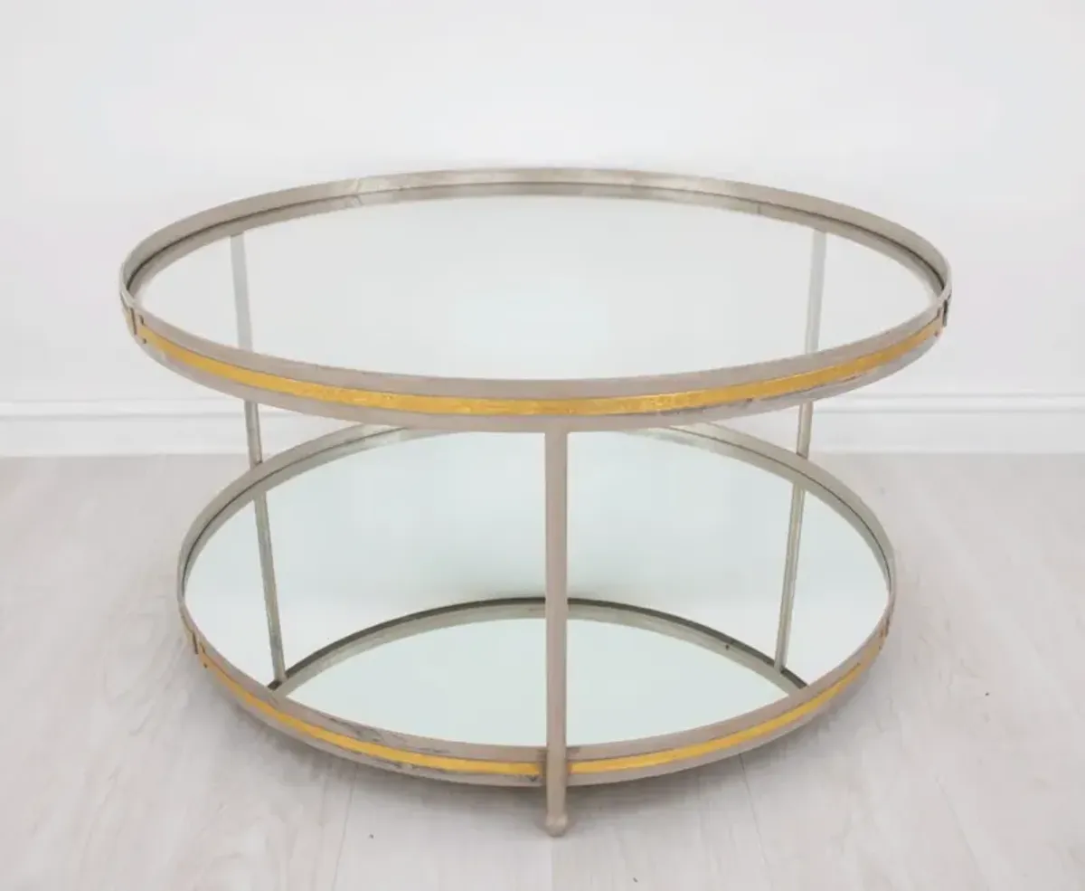 Zeugma Glass Top Coffee Table with Champagne Gold Leaf Base
