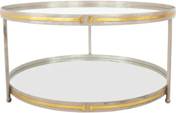 Zeugma Glass Top Coffee Table with Champagne Gold Leaf Base