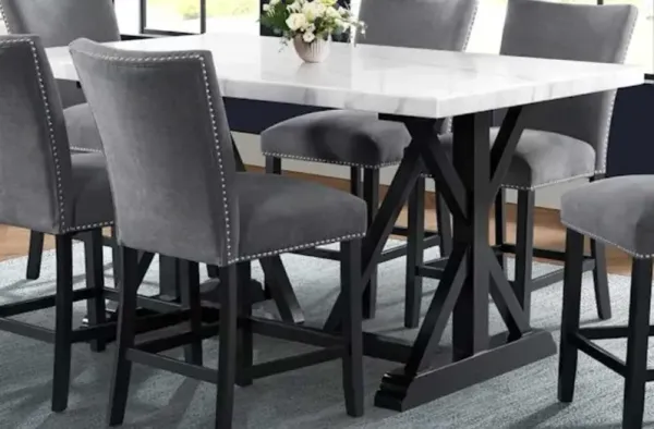 Elements International Tuscany White Counter Gathering Table with Black Base