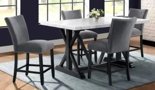 Elements International Tuscany 5-Piece Black/Dark Gray/White Counter Gathering Dining Table Set