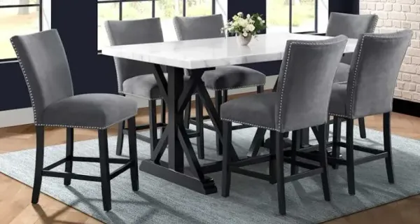 Elements International Tuscany 7-Piece Black/Dark Gray/White Counter Gathering Dining Table Set