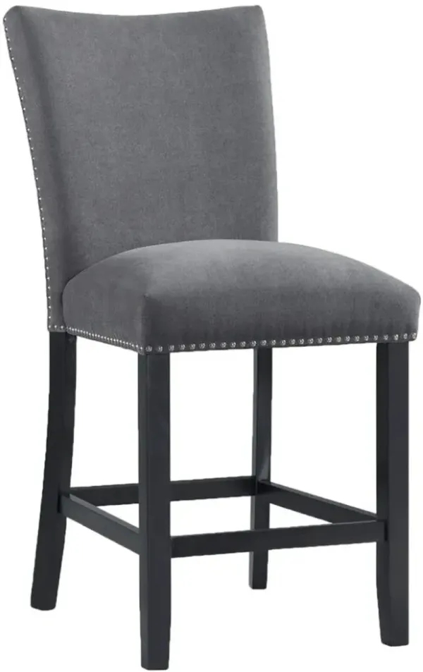 Elements International Tuscany Charcoal Upholstered Counter Side Chair