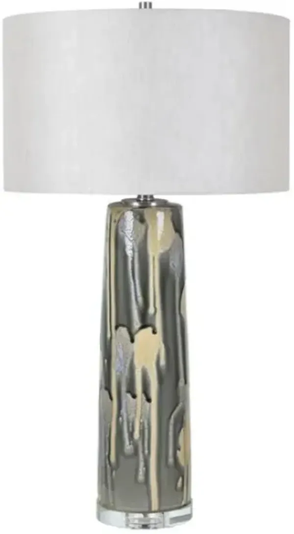 Crestview Collection Zora Crystal Grey/Gold Glazed Drip Table Lamp