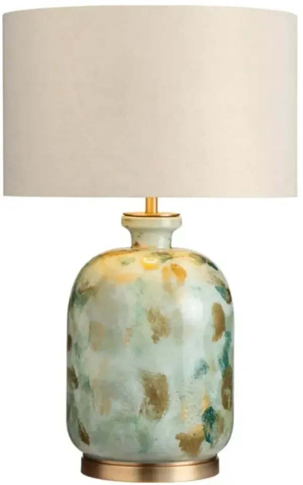 Crestview Collection Ember Green Table Lamp with Gold Accent