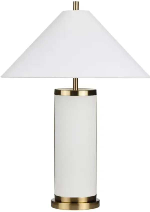 Crestview Collection Wyndham White Table Lamp with Brass Accent