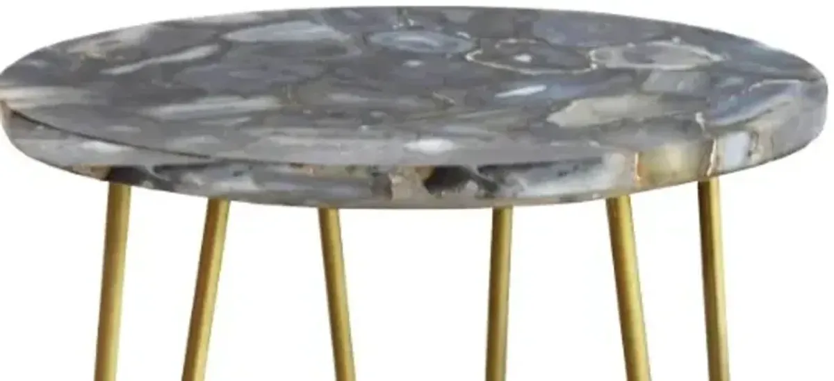 Crestview Collection Westwood Bengal Manor Blue Agate Top Accent Table with Gold Base