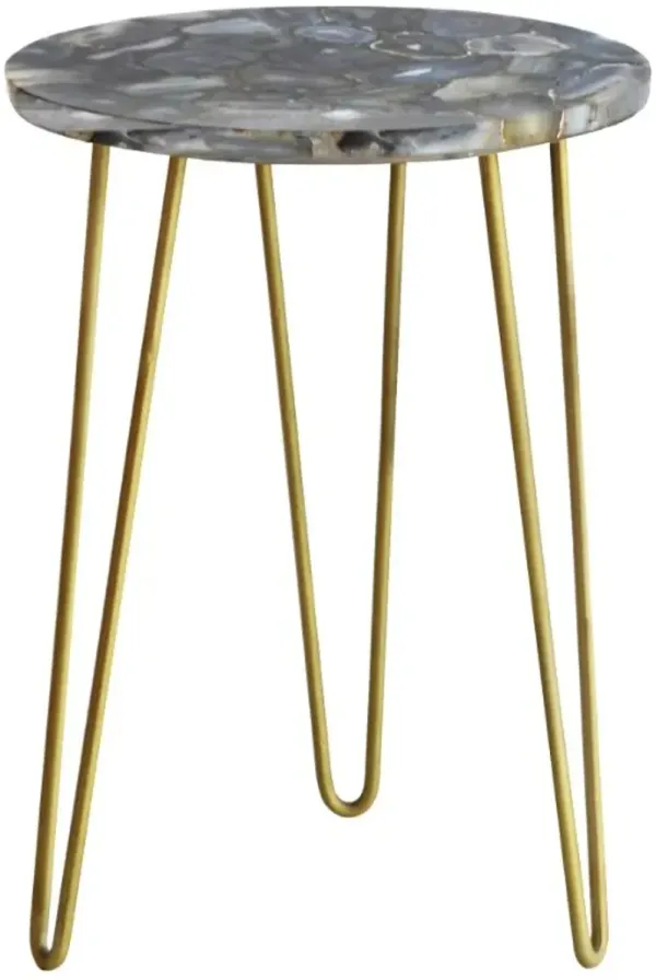 Crestview Collection Westwood Bengal Manor Blue Agate Top Accent Table with Gold Base