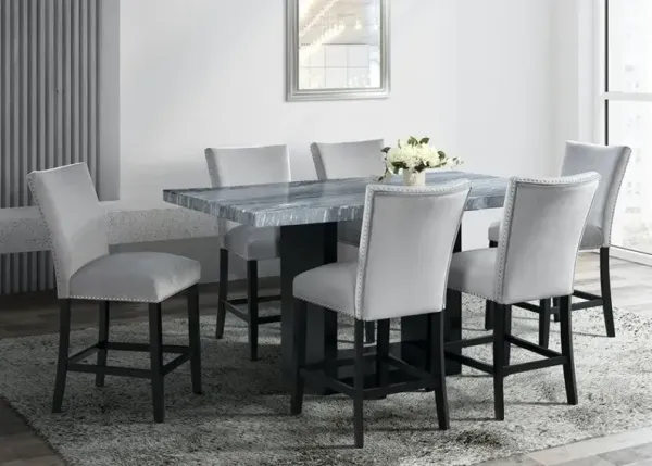 Elements International Valentino 7-Piece Grey/Black Counter Height Dining Set