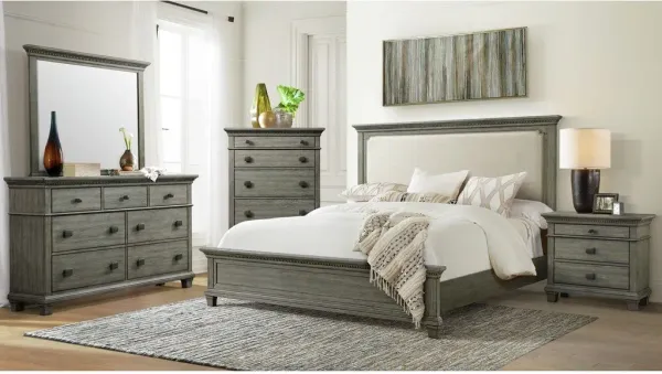 Elements International Crawford Bedroom 4-Piece Gray Queen Bedroom Set