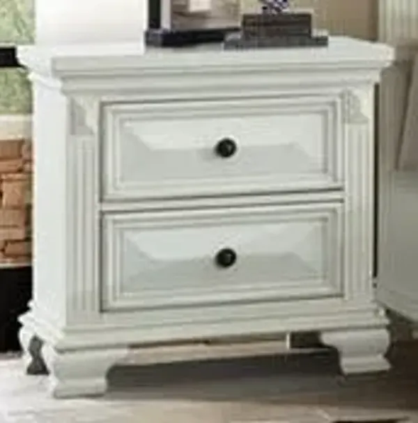Elements International Calloway White Nightstand