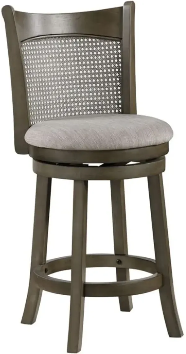 Avalon Furniture Antique Gray 24" Cane Back Swivel Stool