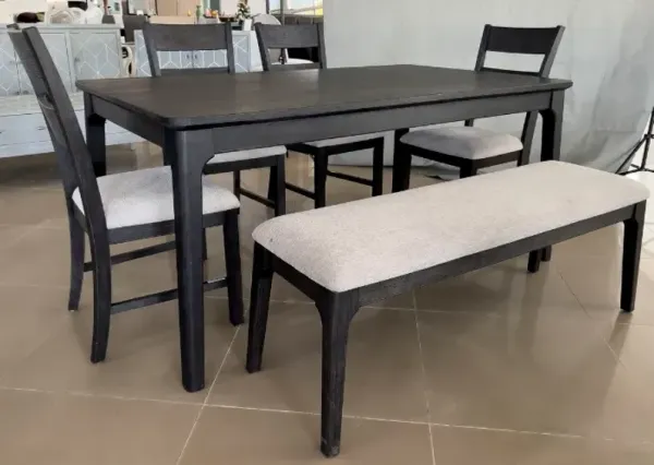 Elements International Garcia 6-Piece Black Dining Set