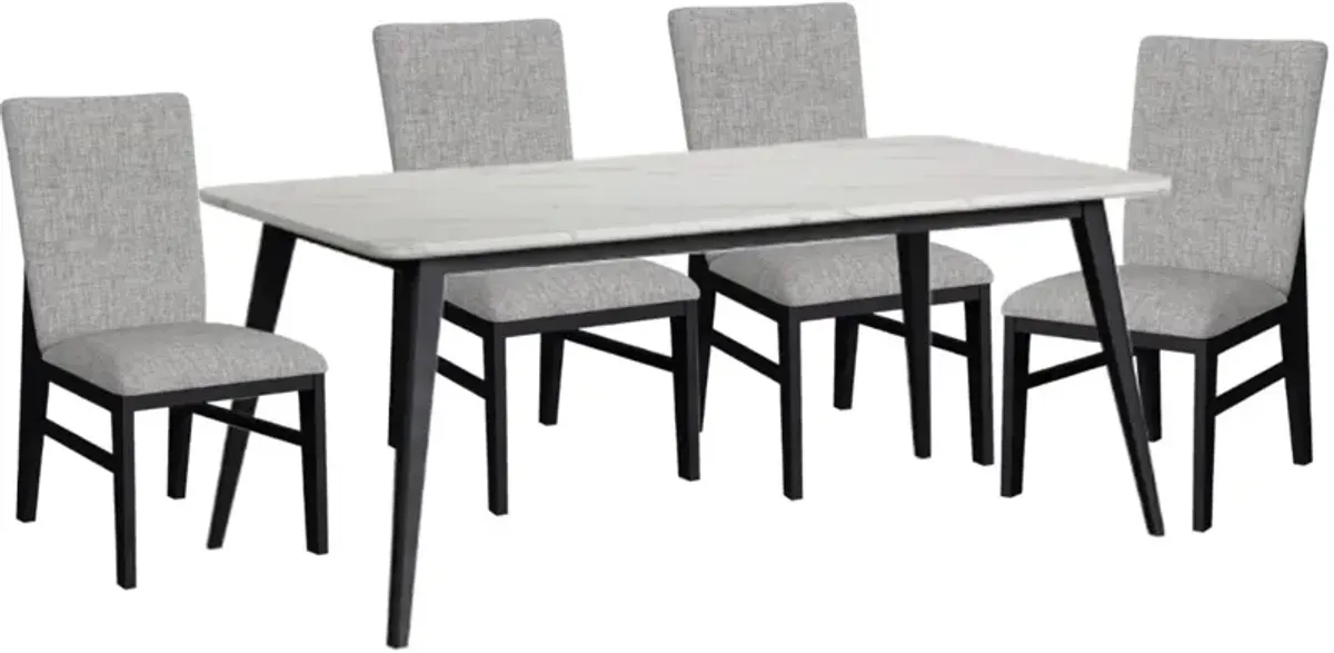 Elements International Marlene 5-Piece Black/Gray/White Dining Set