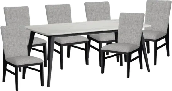 Elements International Marlene 7-Piece Black/Gray/White Dining Set