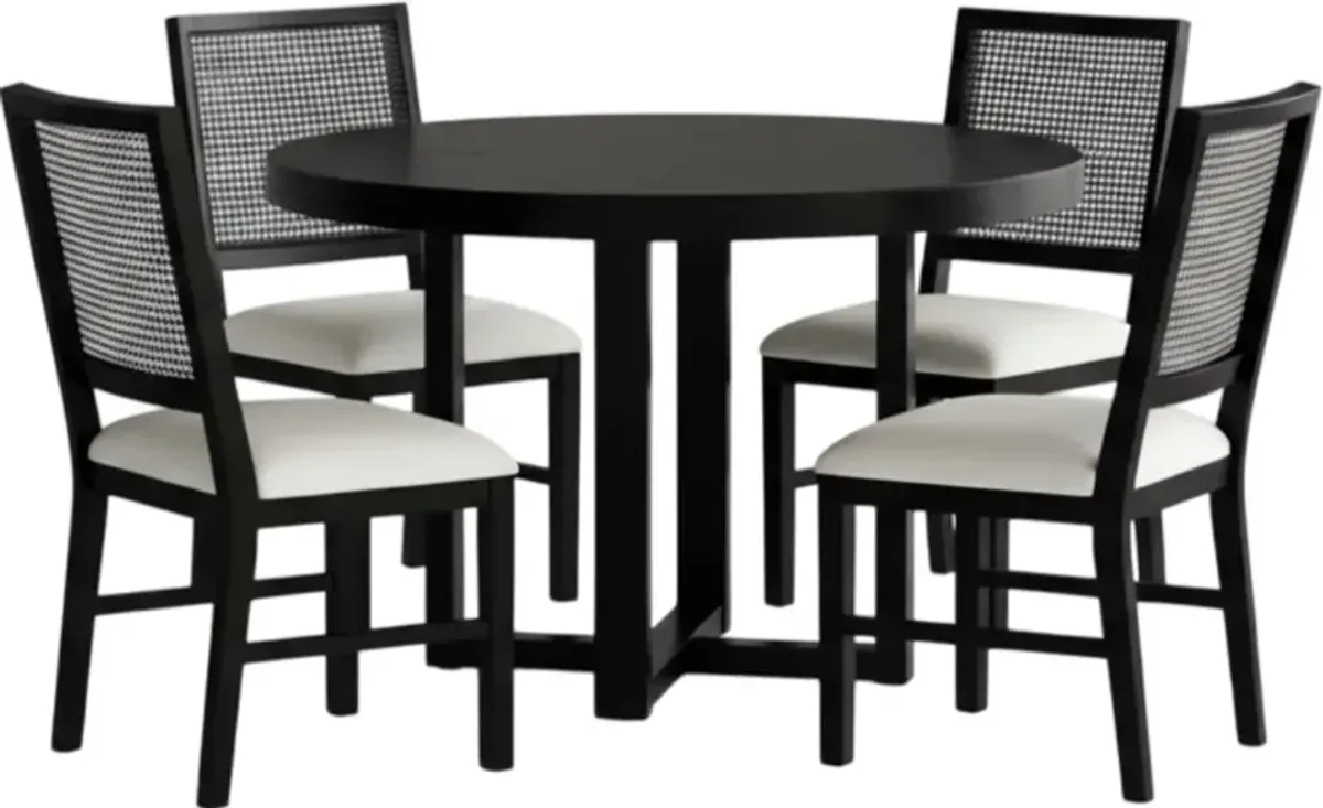Elements International Bahama 5-Piece Black/White Dining Set