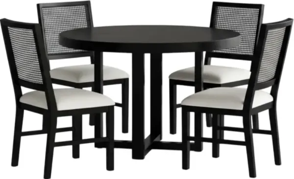 Elements International Bahama 5-Piece Black/White Dining Set