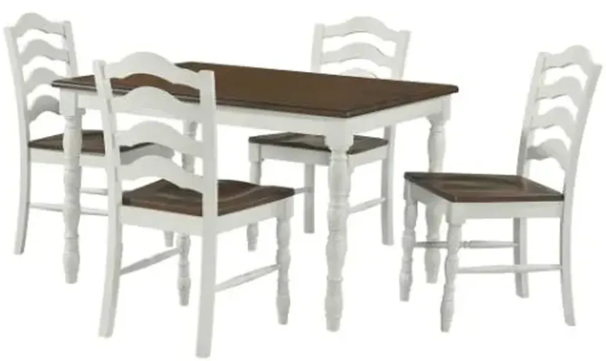 Elements International Vesta 5-Piece Brown/White Dining Set