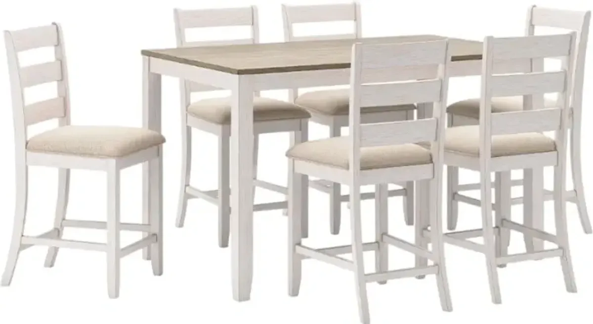 Signature Design by AshleyÂ® Skempton 7-Piece Light Brown/White Counter Height Dining Set