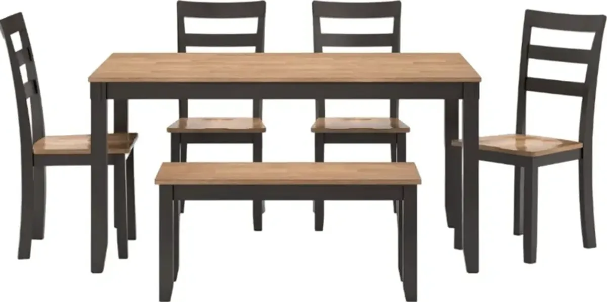 Signature Design by AshleyÂ® Gesthaven 6-Piece Brown/Natural Dining Table Set