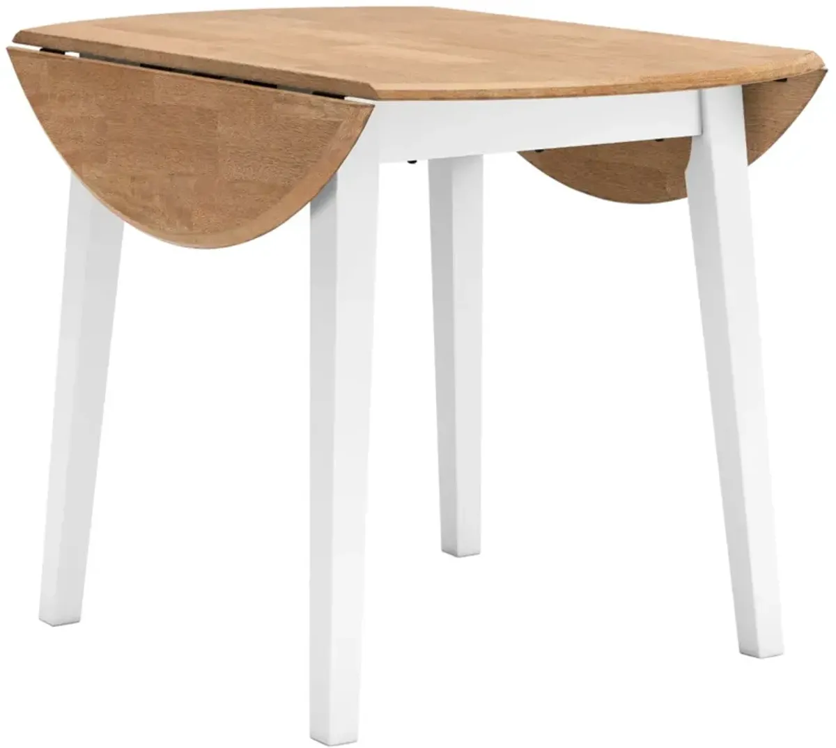 Signature Design by AshleyÂ® Gesthaven Natural Round Dining Drop Leaf Table with White Base