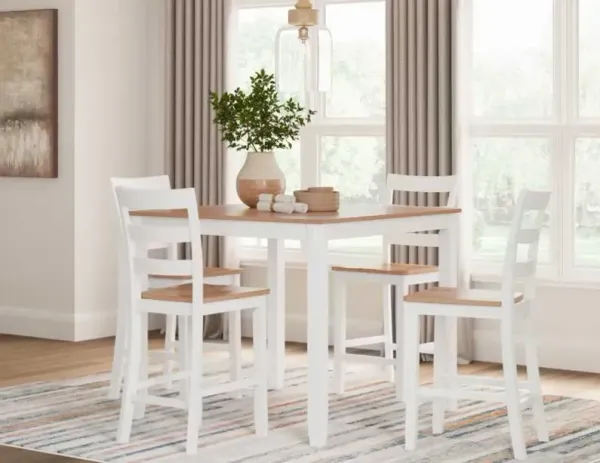 Signature Design by AshleyÂ® Gesthaven 5-Piece Natural/White Counter Height Dining Table Set