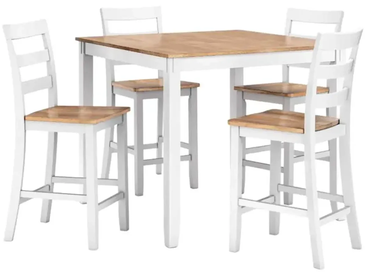 Signature Design by AshleyÂ® Gesthaven 5-Piece Natural/White Counter Height Dining Table Set