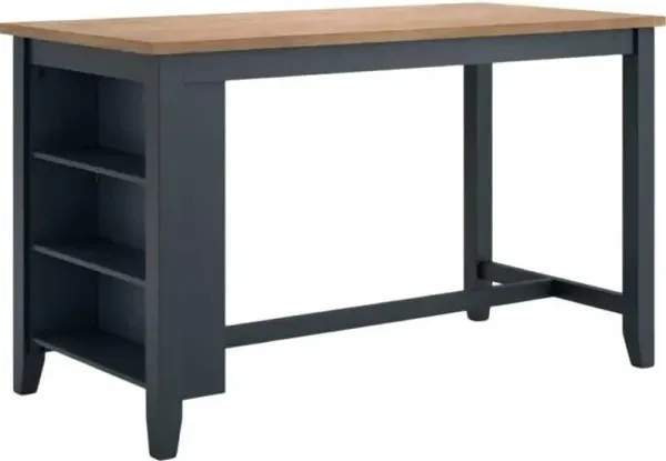Signature Design by AshleyÂ® Gesthaven Natural Rectangular Counter Height Dining Table with Blue Base