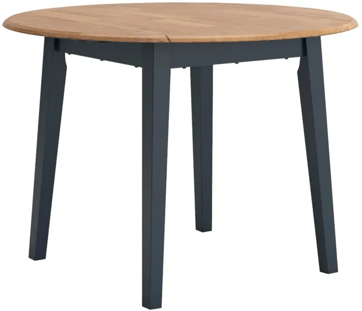 Signature Design by AshleyÂ® Gesthaven Natural Round Dining Drop Leaf Table with Blue Base