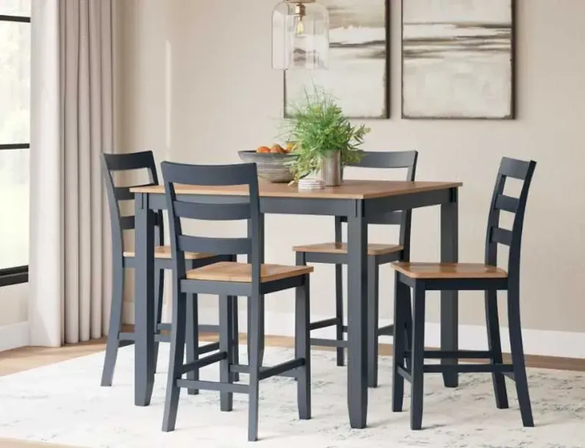 Signature Design by AshleyÂ® Gesthaven 5-Piece Blue/Natural Counter Height Dining Table Set