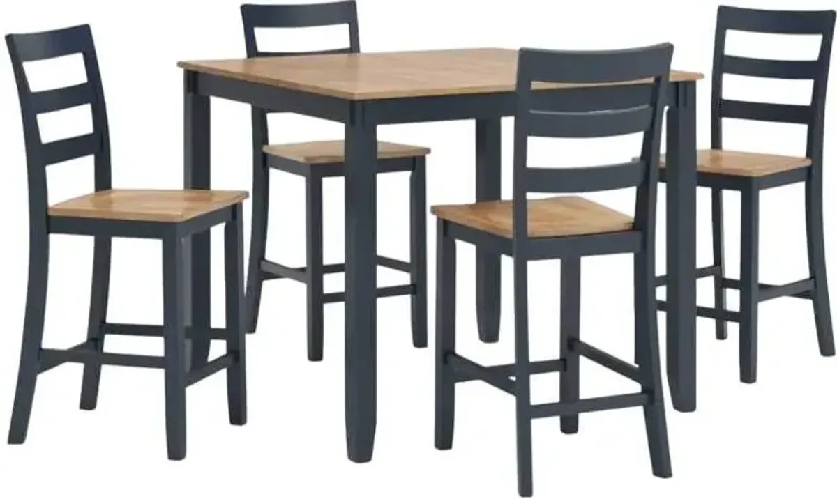 Signature Design by AshleyÂ® Gesthaven 5-Piece Blue/Natural Counter Height Dining Table Set