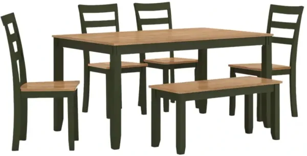 Signature Design by AshleyÂ® Gesthaven 6-Piece Green/Natural Dining Set