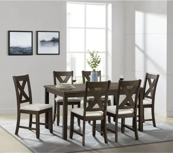 Elements International Alvin 7-Piece Espresso Dining Table Set