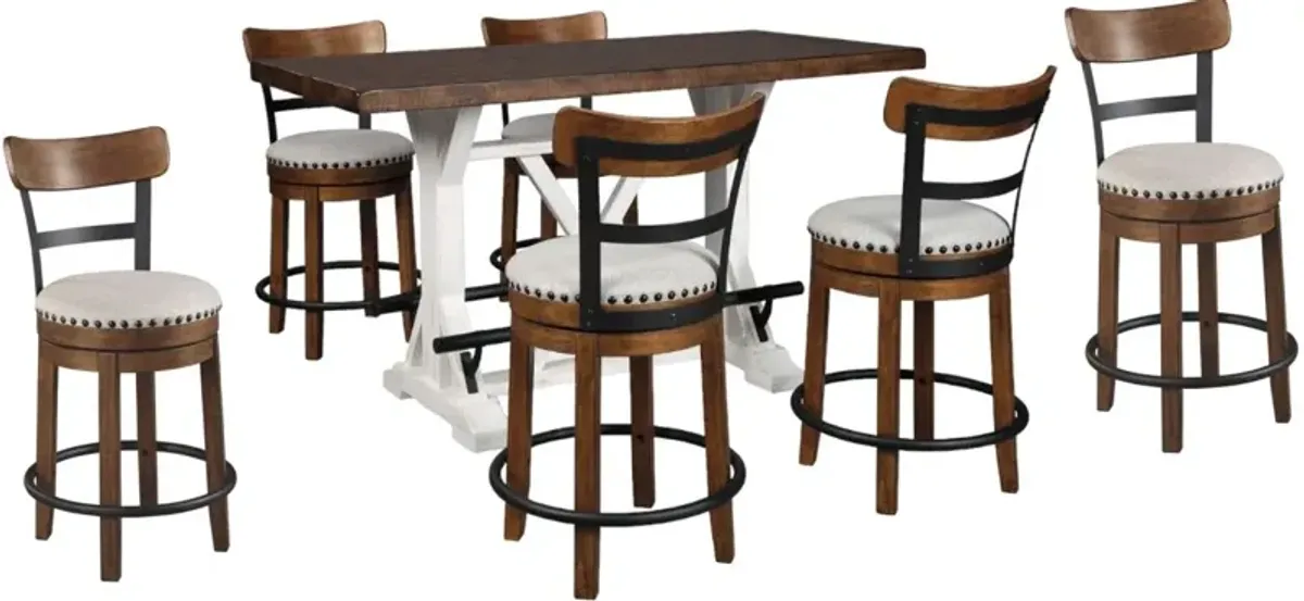 Signature Design by AshleyÂ® Valebeck 7 Piece Brown/White Counter Height Dining Set