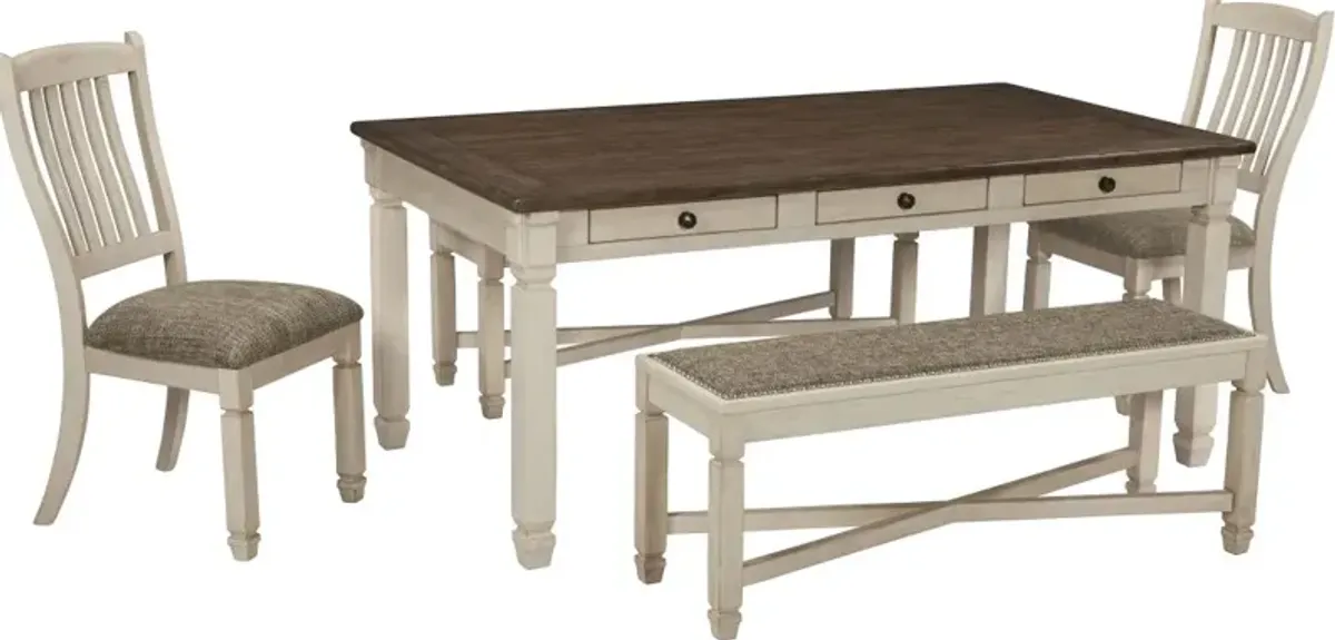 Signature Design by AshleyÂ® Bolanburg Weathered Oak Rectangular Dining Table with Antique White Base