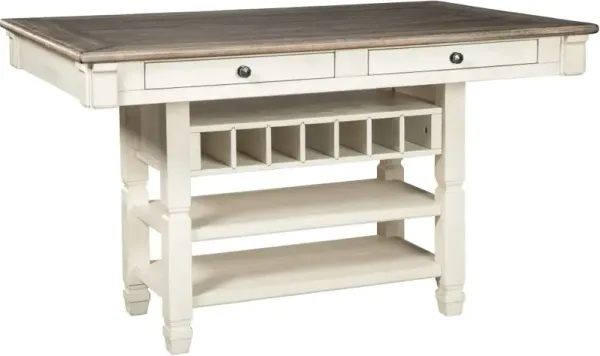 Signature Design by AshleyÂ® Bolanburg Weathered Oak Counter Dining Table with Antique White Base