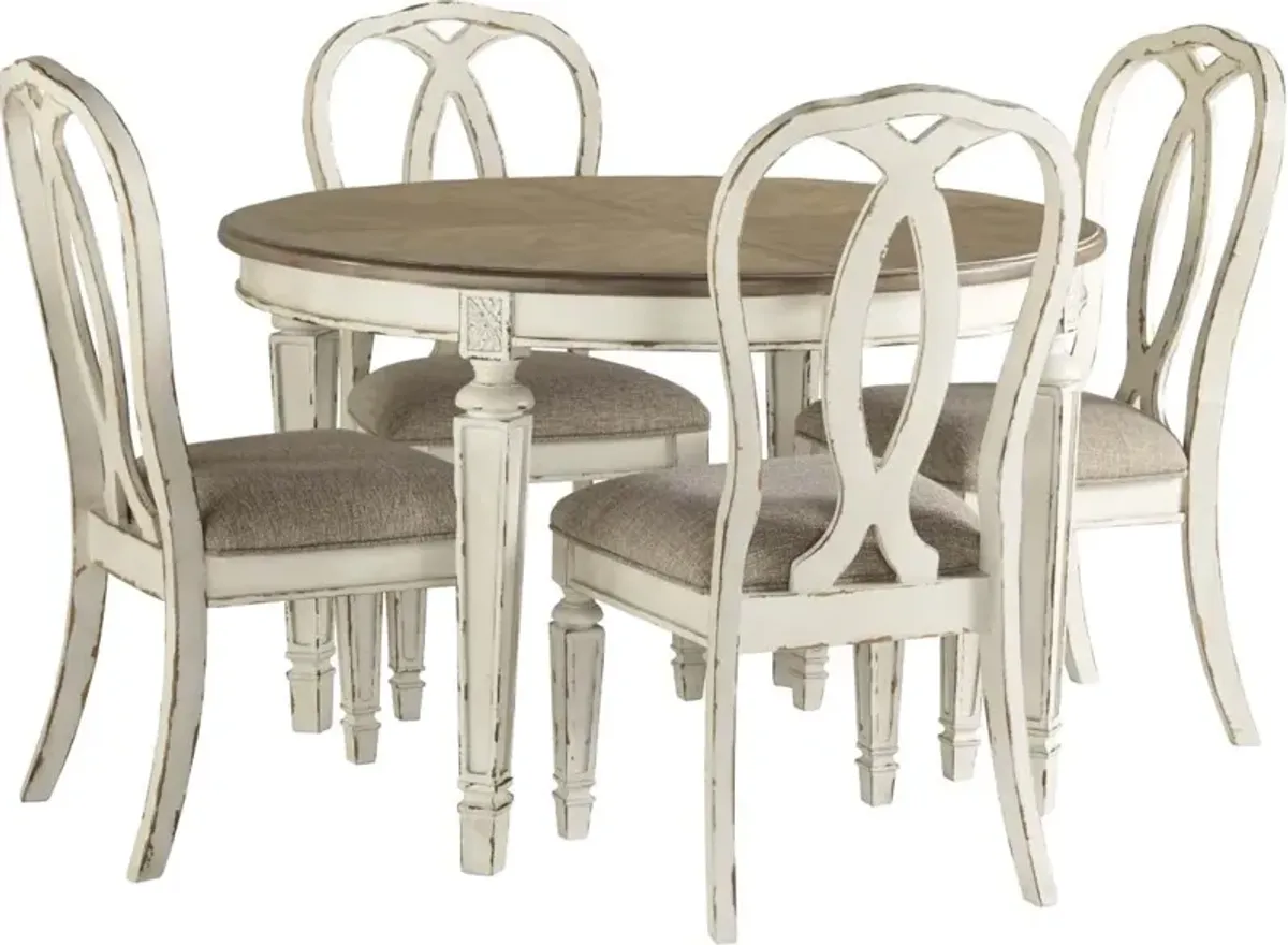 Signature Design by AshleyÂ® Realyn 5-Piece Chipped White Dining Table Set