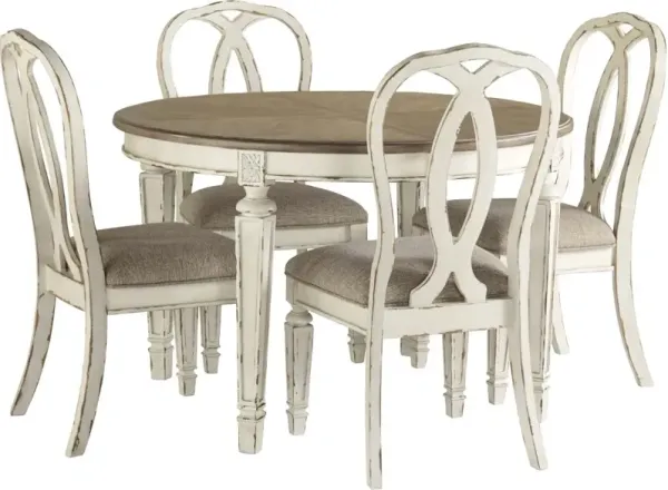 Signature Design by AshleyÂ® Realyn 5-Piece Chipped White Dining Table Set