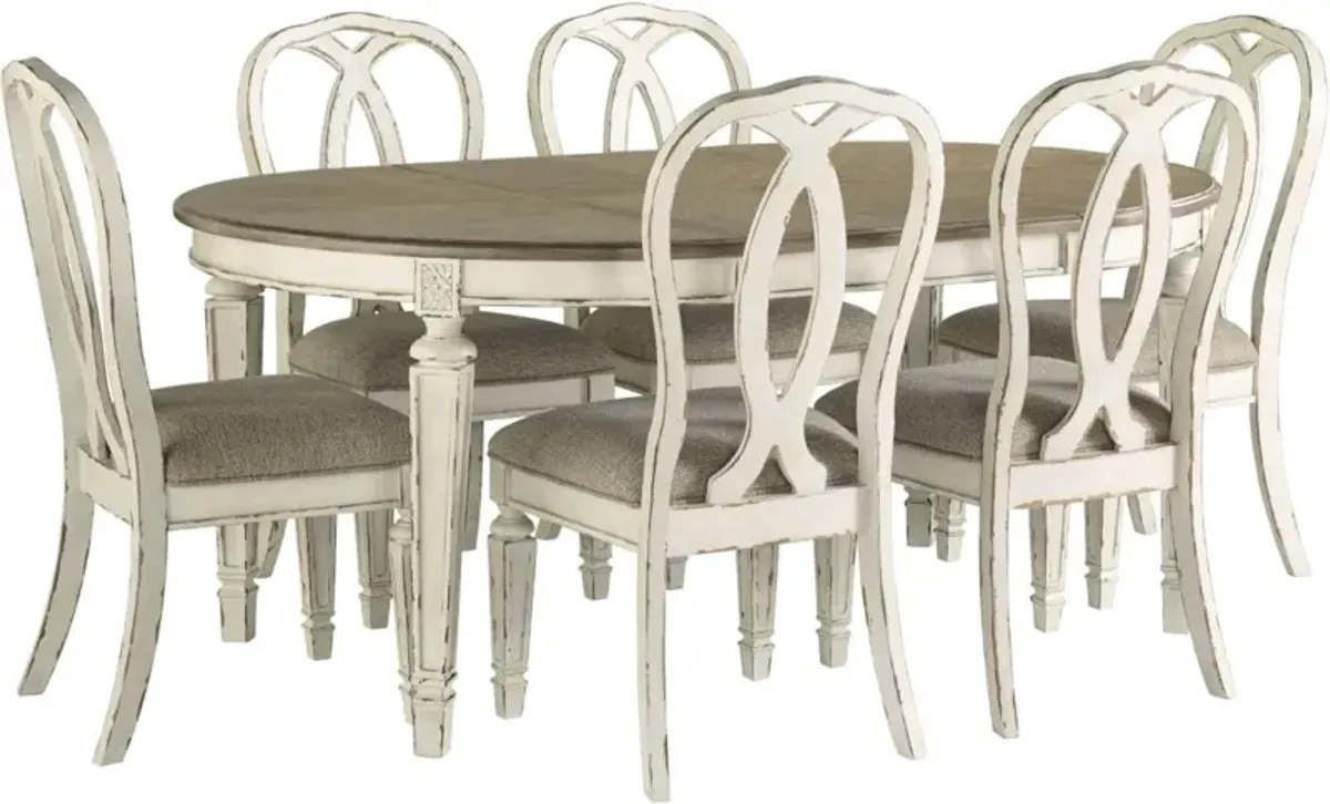 Signature Design by AshleyÂ® Realyn 7-Piece Chipped White Dining Table Set