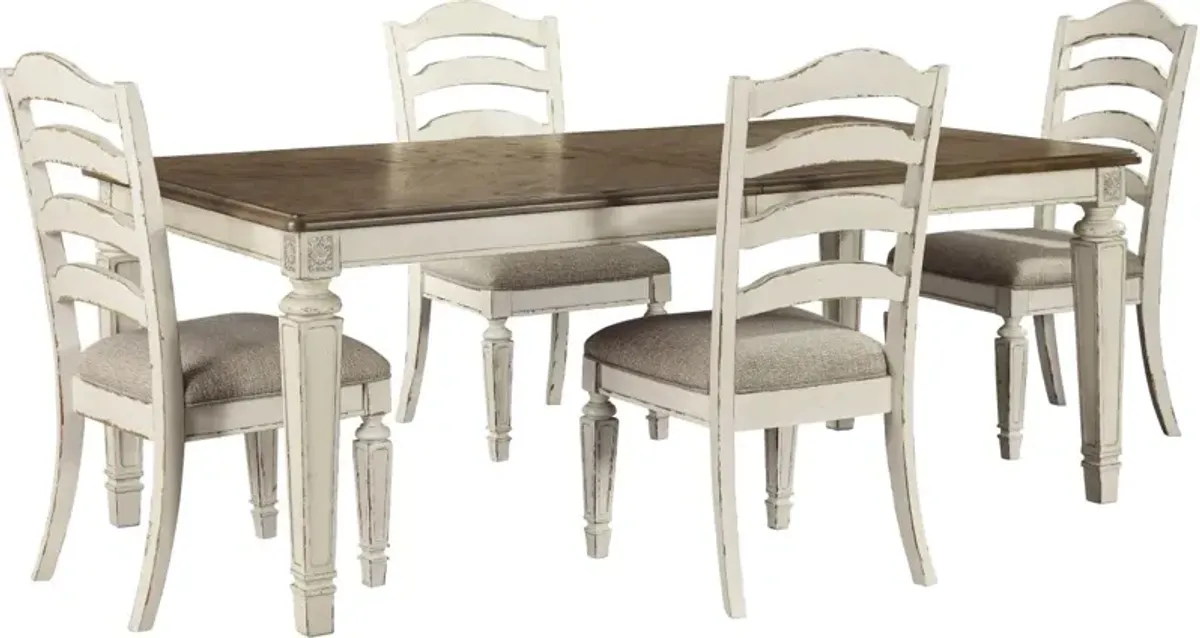Signature Design by AshleyÂ® Realyn 5-Piece Chipped White Dining Table Set