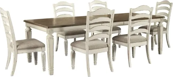 Signature Design by AshleyÂ® Realyn 7-Piece Chipped White Dining Table Set
