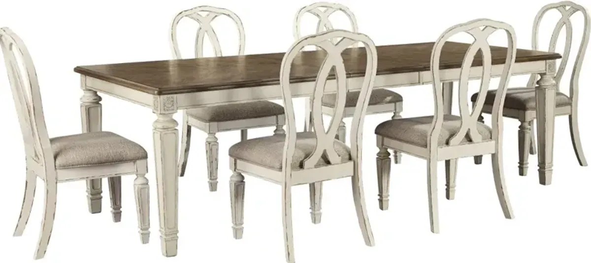 Signature Design by AshleyÂ® Realyn 7 Piece Chipped White Dining Room Table Set
