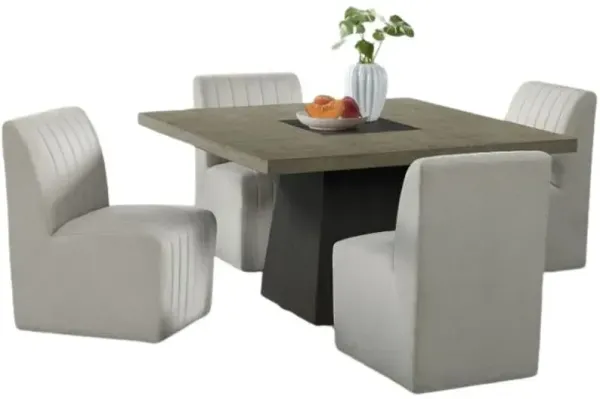 Elements International Jemma 5-Piece Beige/Espresso Dining Table Set