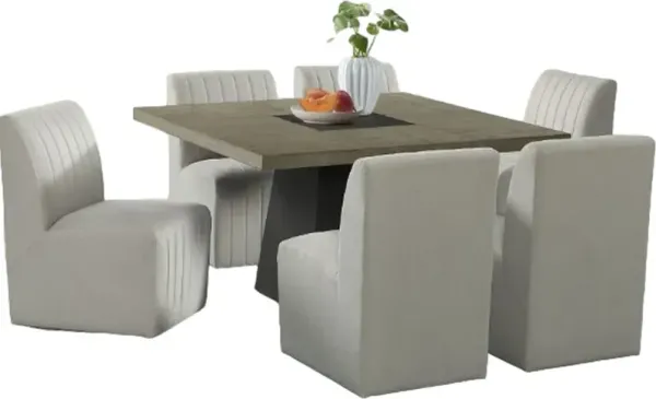 Elements International Jemma 7-Piece Beige/Espresso Dining Table Set