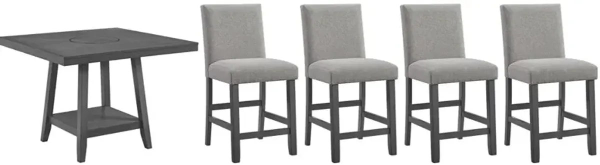 Elements International Seneca 5-Piece Grey Counter Height Dining Set